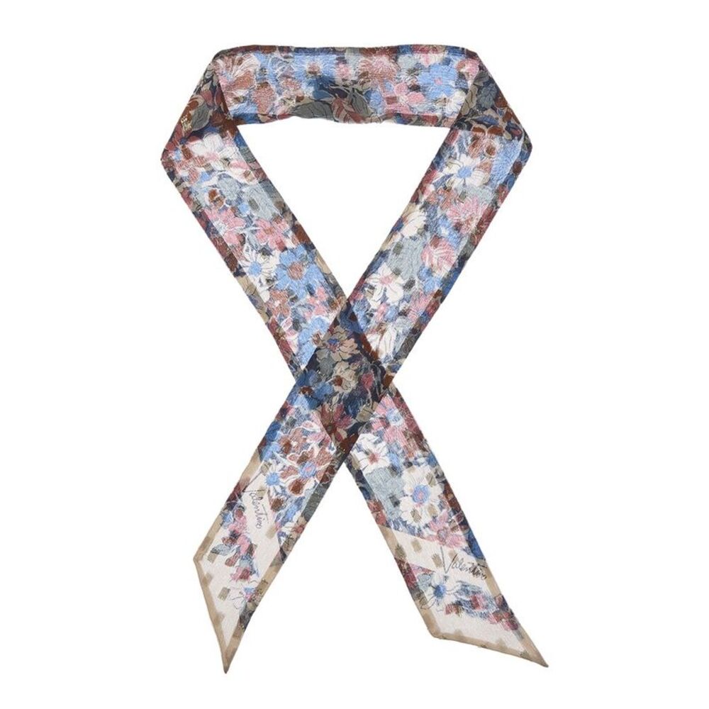Valentino Silk-Blend Scarf, Blue